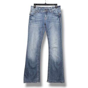 Miss Me Bootcut Jeans Womens 28 HEMMED Embroidered Cross Mid Rise